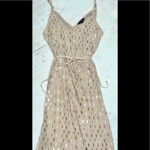 METALLIC PLEATED SIDE TIE CAMI DRESS